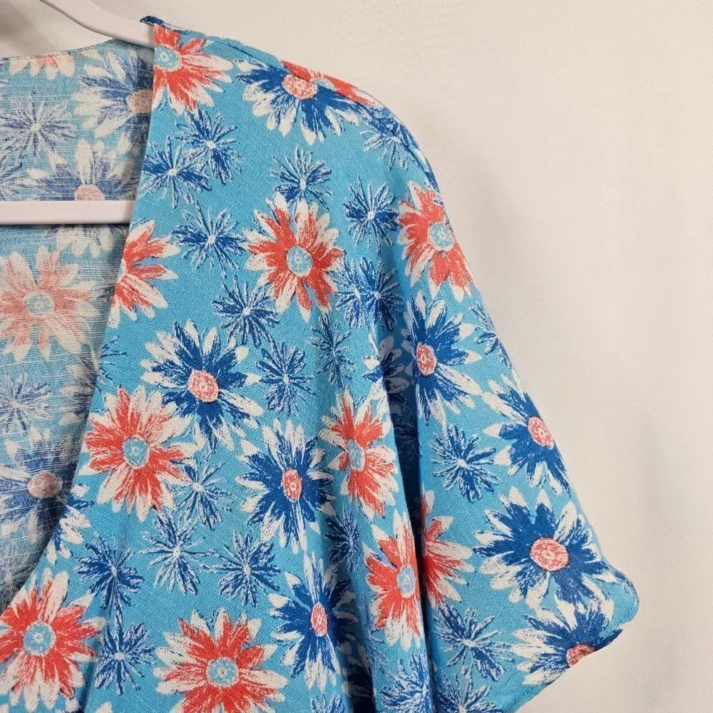 Free People Dark Star Cutout Dress in Blue Floral - Size S